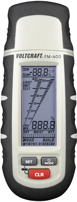 Anyagnedvesség mérő, fa- és épületnedvesség mérő, Voltcraft FM-400