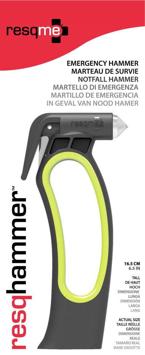 resqme 510.1400.51 Resqhammer Vészkalapács Biztonsági öv vágó (Sz x Ma x Mé) 70 x 165 x 25 mm 1 db 2. kép