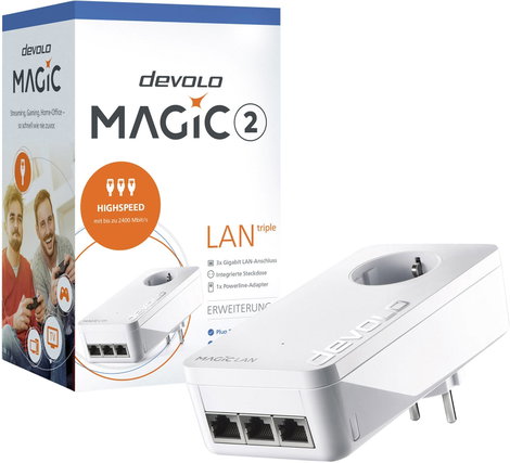 Devolo Magic 2 LAN triple Powerline bővítő adapter 8502 DE, AT Powerline 2400 MBit/s 2. kép