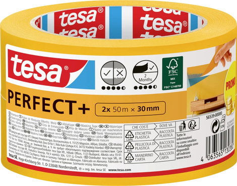 tesa Perfect+ 56539-00000-00 Festő védőszalag Sárga (H x Sz) 100 m x 30 mm 2 db