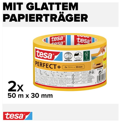 tesa Perfect+ 56539-00000-00 Festő védőszalag Sárga (H x Sz) 100 m x 30 mm 2 db 3. kép