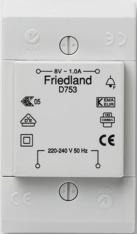 Honeywell D753 Csengő transzformátor 8 V/AC 1 A