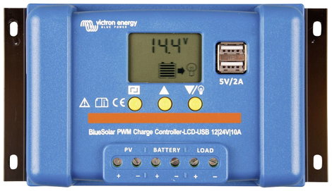 Victron Energy Blue-Solar PWM-LCD&USB Napelem töltésszabályozó PWM 12 V, 24 V 10 A