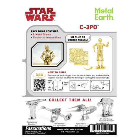 Metal Earth C-3PO gold Fém építőkészlet 3. kép