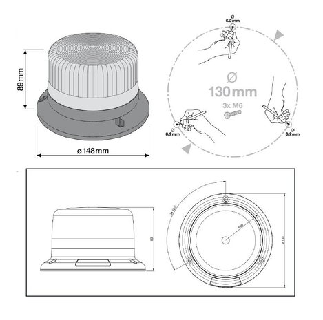 OSRAM Körkörös lámpa Light Signal LED Beacon Light RBL102 12 V, 24 V Fedélzeti hálózatról Csavaros s 9. kép