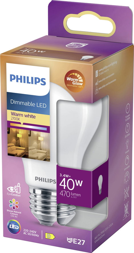 Philips Lighting 871951432377300 LED EEK D (A - G) E27 Izzólámpa forma 3.5 W = 40 W Melegfehér (Ø x 5. kép