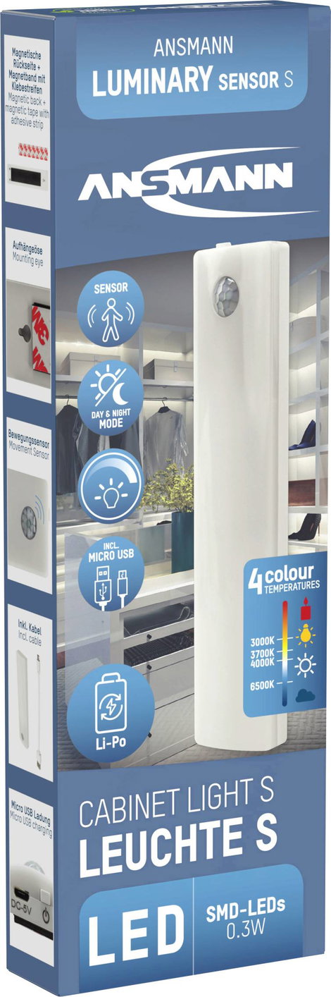Ansmann cabinet-light-small LED-es polc alá szerelhető lámpa mozgásjelzővel LED Fixen beépített LED- 9. kép