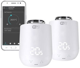 Eurotronic 700223 Comet WiFi Vezeték nélküli fűtőtest termosztát készlet Elektronikus 2 részes készl