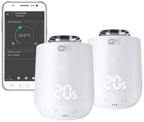Eurotronic 700223 Comet WiFi Vezeték nélküli fűtőtest termosztát készlet Elektronikus 2 részes készl