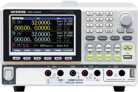 GW Instek GPP-3323 Labortápegység, szabályozható 0 - 32 V 0 - 3 A RS-232, USB Programozható Kimenete