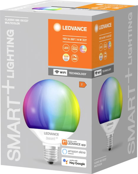 LEDVANCE SMART+ EEK: F (A - G) G95 RGBW E27 14 W RGBW 2. kép