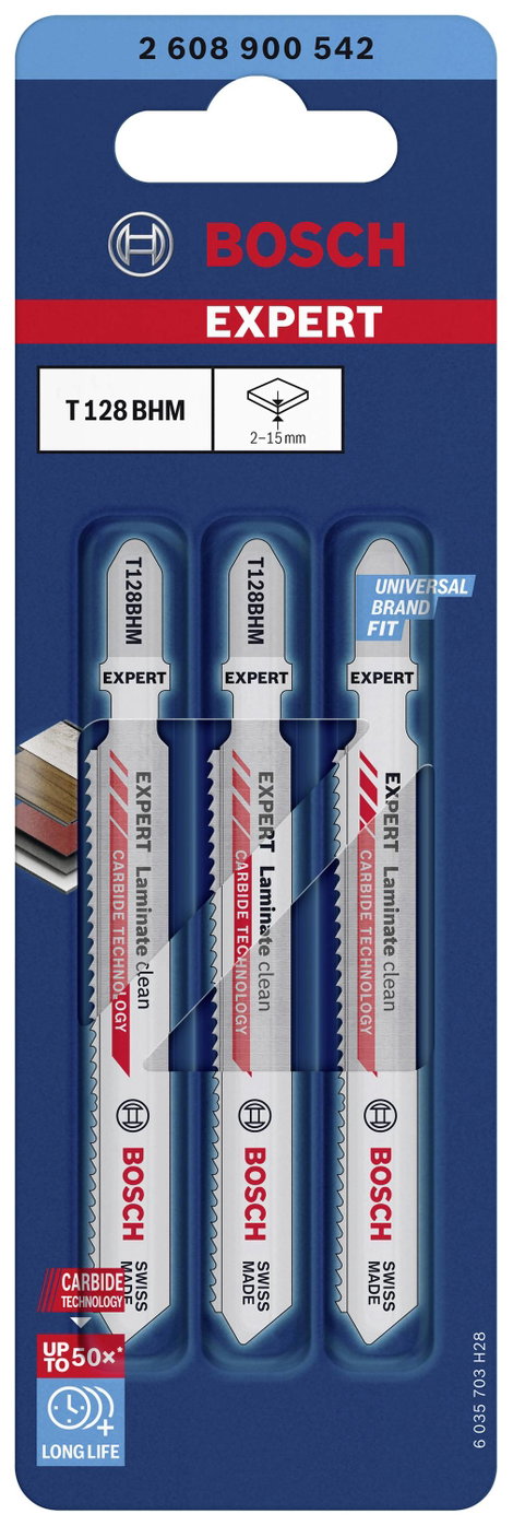 Bosch Accessories 2608900542 EXPERT Laminate Clean T128 BHM szúrófűrészlap, 3 db 3 db 2. kép