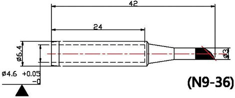 TOOLCRAFT N9-36 Forrasztóhegy Ferdén levágott, 45° Hegy méret 3 mm Csúcs hossza 42 mm Tartalom, tart 2. kép