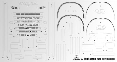 Italeri 3906 Scania R730 Streamline 4x2 Kamionmodell építőkészlet 1:24 5. kép
