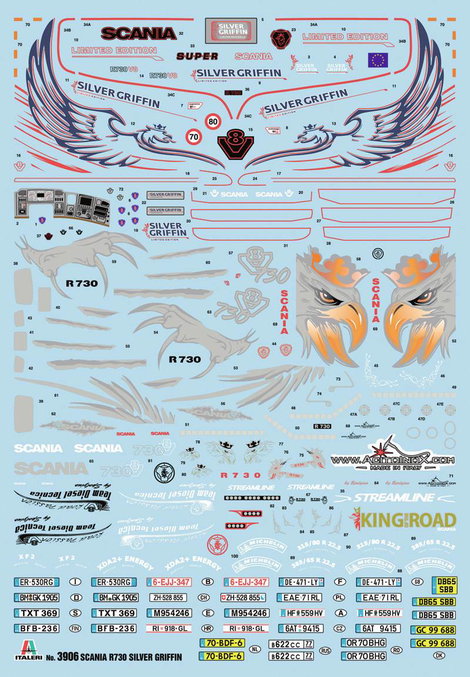 Italeri 3906 Scania R730 Streamline 4x2 Kamionmodell építőkészlet 1:24 8. kép