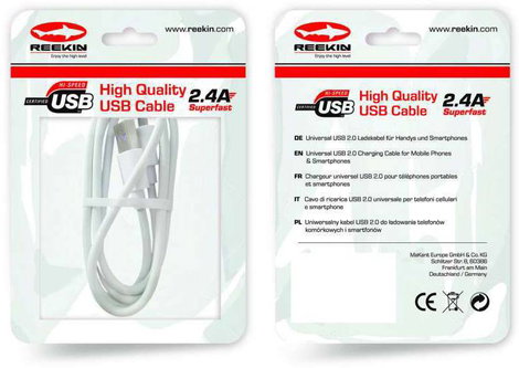 REEKIN Apple iPad/iPhone/iPod Csatlakozókábel [1x USB 2.0 dugó, A típus - 1x Apple Dock dugó Lightni 2. kép