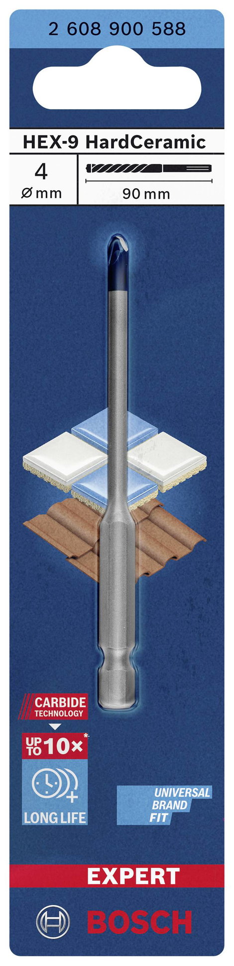 Bosch Accessories EXPERT HEX-9 HardCeramic 2608900588 Csempefúró 1 db 4 mm Teljes hossz 90 mm Hatlap 2. kép