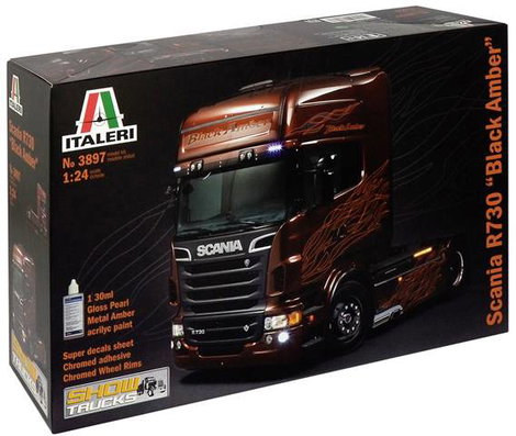 Italeri 3897 Scania R730 V8 Black Amber Kamionmodell építőkészlet 1:24 3. kép