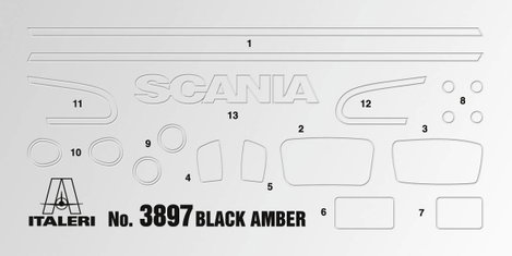 Italeri 3897 Scania R730 V8 Black Amber Kamionmodell építőkészlet 1:24 4. kép