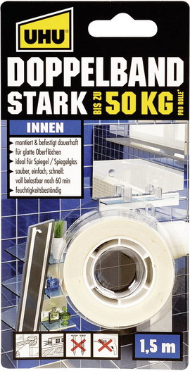 Kétoldalas ragasztószalag, UHU® &quot Stark&quot  (H x Sz) 1.5 m x 19 mm UHU, tartalom: 1 tekercs