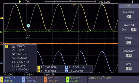 Digitális oszcilloszkóp 150 MHz 4 csatornás 1 GSa/mp 80 kpts 8 bit DSO, Voltcraft DSO-2154 SE 13. kép