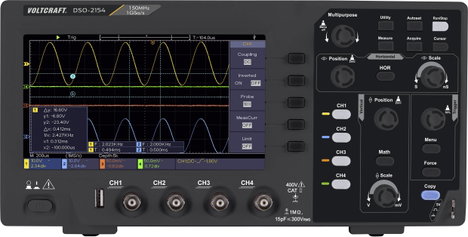 Digitális oszcilloszkóp 150 MHz 4 csatornás 1 GSa/mp 80 kpts 8 bit DSO, Voltcraft DSO-2154 SE 2. kép