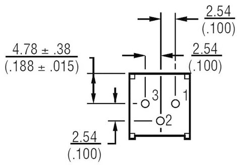 Miniatűr trimmer potméter, lineáris, fekvő, felül állítható, 0,5 W 200 kΩ 310° Bourns 3386P-1-204LF 3. kép