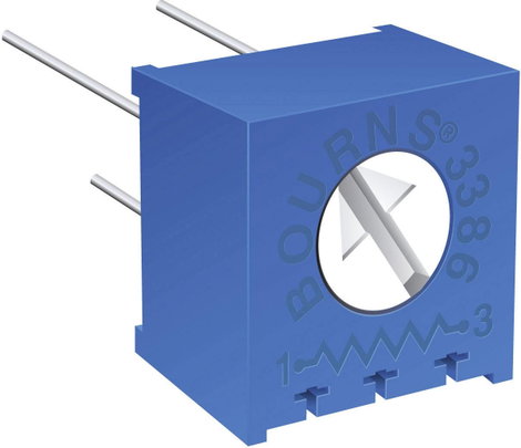 Miniatűr trimmer potméter, lineáris, fekvő, felül állítható, 0,5 W 500 Ω 310° Bourns 3386P-1-501LF