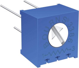 Miniatűr trimmer potméter, lineáris, fekvő, felül állítható, 0,5 W 5 kΩ 310° Bourns 3386P-1-502LF