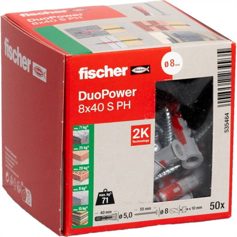 Fischer DUOPOWER 8x40 S PH LD 2 komponensű tipli 40 mm 8 mm 535464 50 db 6. kép