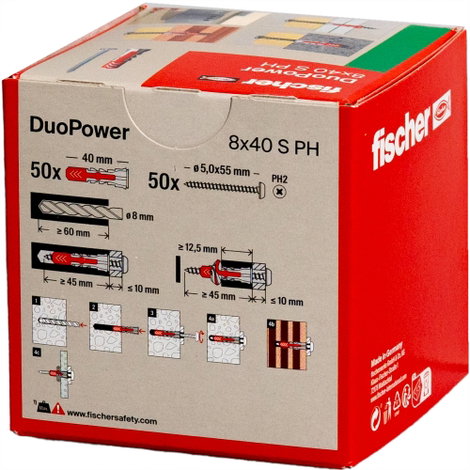 Fischer DUOPOWER 8x40 S PH LD 2 komponensű tipli 40 mm 8 mm 535464 50 db 8. kép