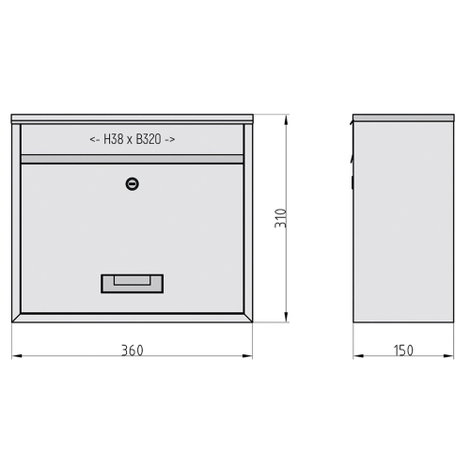 Basi 2170-0662 BK 900 Postaláda Acél Fehér Kulcsos zár 3. kép