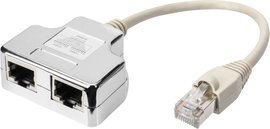 Digitus RJ45 Hálózat Átalakító CAT 5, CAT 5e [2x RJ45 dugó - 1x RJ45 dugó] Szürke