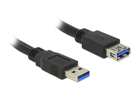 Delock USB kábel USB 3.2 Gen1 (USB 3.0 / USB 3.1 Gen1) USB-A dugó, USB-A alj 5.00 m Fekete aranyozot