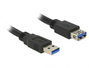 Delock USB kábel USB 3.2 Gen1 (USB 3.0 / USB 3.1 Gen1) USB-A dugó, USB-A alj 5.00 m Fekete aranyozot bélyegkép
