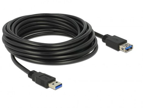 Delock USB kábel USB 3.2 Gen1 (USB 3.0 / USB 3.1 Gen1) USB-A dugó, USB-A alj 5.00 m Fekete aranyozot 2. kép