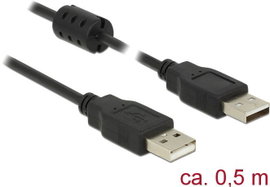 Delock USB kábel USB 2.0 USB-A dugó, USB-A dugó 0.50 m Fekete Ferritmaggal 84888