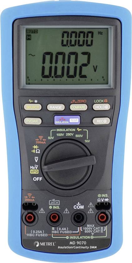 Metrel MD 9070 Szigetelésmérő műszer 50 V, 100 V, 250 V, 500 V, 1000 V 25.0 GΩ 2. kép