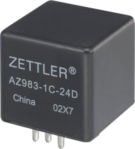 Autós relé, 24 VDC, 80 A/75 VDC, 1120 W, MINI ISO, Zettler Electronics AZ983-1A-24D