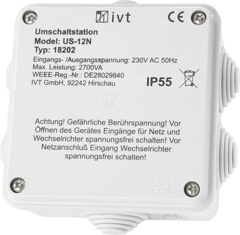 Inverter átkapcsoló állomás, 2760 VA, 230 V/AC, IVT US-12N
