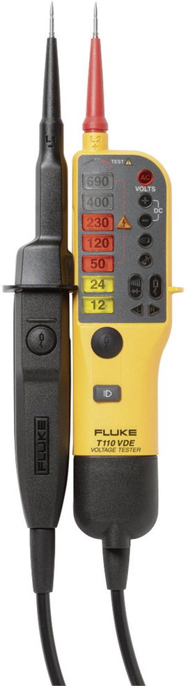 Kétpólusú feszültségvizsgáló LCD kijelzővel CAT III 690 V, CAT IV 600 V FLUKE-T110/VDE