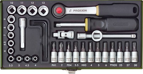 Dugókulcs készlet 1/4 (6,3 mm) 36 részes, Proxxon Industrial 23080