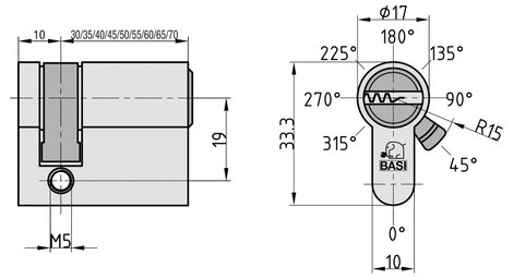 Basi BM5021-0000-0040 Profil fél hengerzár 10 / 30mm 4. kép