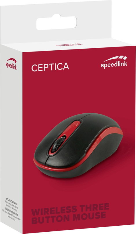 SpeedLink CEPTICA WLAN egér Rádiójel vezérlésű Optikai Fekete, Piros 3 Gombok 1600 dpi 2. kép