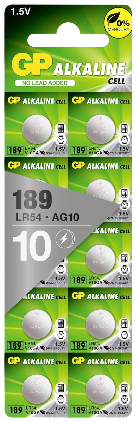 GP Batteries Gombelem LR 54 1.5 V 10 db Alkáli mangán GP189ASTD519C10 3. kép