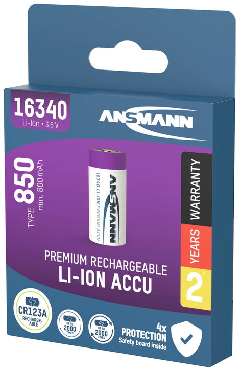 Ansmann neu Speciális akku 16340 Lítiumion 3.6 V 850 mAh 5. kép
