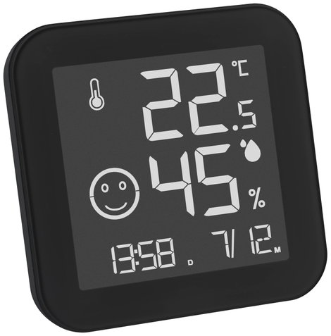 TFA Dostmann BLACK & WHITE Hőmérséklet- és légnedvesség mérő Fekete