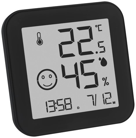 TFA Dostmann BLACK & WHITE Hőmérséklet- és légnedvesség mérő Fekete 2. kép