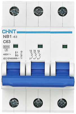 Chint 179710 NB1-63 3P C63 6kA DB Vezeték védőkapcsoló 3 pólusú 63 A 240 V, 415 V