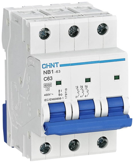 Chint 179710 NB1-63 3P C63 6kA DB Vezeték védőkapcsoló 3 pólusú 63 A 240 V, 415 V 2. kép